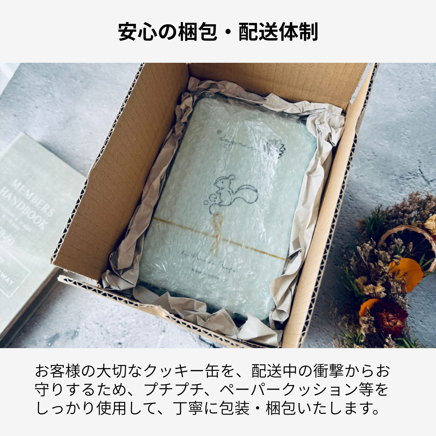 リスと戯れる森のクッキー缶